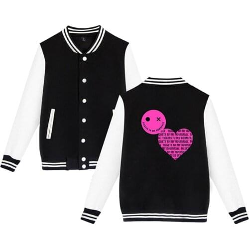 Fashion Harajuku Face Smiley Love Baseball Jackets Coat Costume Men Women Long Sleeve Pocket Button Hoodies Sweatshirts Tops 4XL