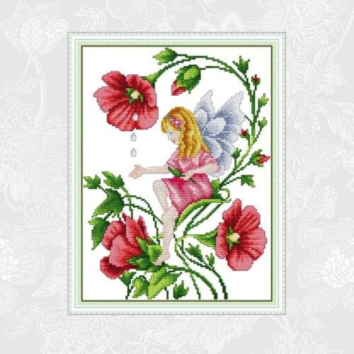 Joy sunday Cross-stitch Butterfly fairy Counted Printed On Canvas DMC 14CT 11CT Cross Stitch embroidery Needlework Sets