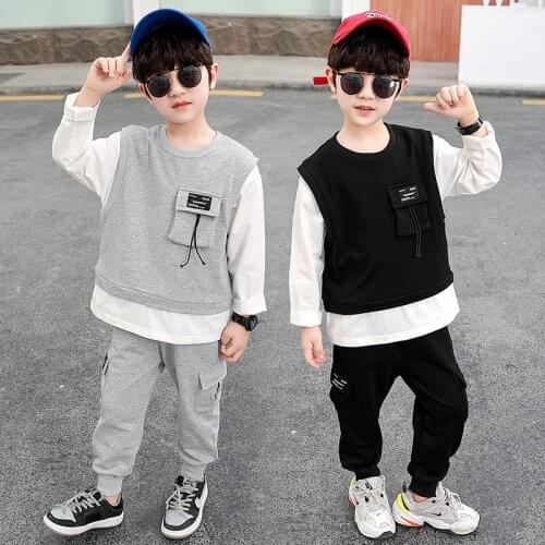 New Scoop Spring Autumn Childrens Clothes Set Boys Sweatshirts + Pants 2pcs/Set Kids School Beach Costume Teenage Girl Clothing