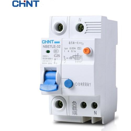 CHINT Single Pole Miniature Leakage Circuit Breaker Contact Protection Air Switch NBE7LE 1P + N 25A