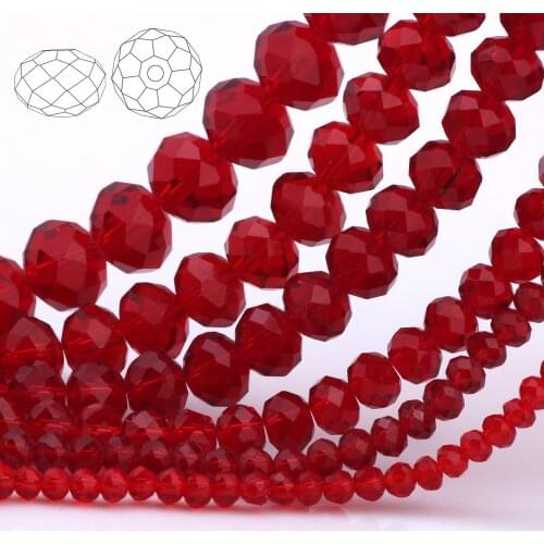 OlingArt 3/4/6/8/10mm Round Glass Beads Rondelle Austria faceted crystal Red wine color Loose bead 5040 DIY Jewelry Making