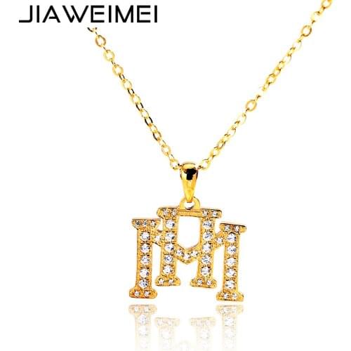 Personalized Gold Logo Charm Necklace Luxury Jewelry Women Diamond Initial Symbol Pedant Customized