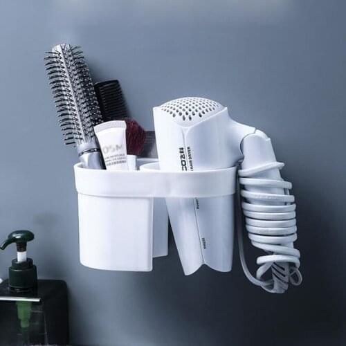 Plastic storage rack holder kitchen suction bathroom wall-mounted Electric hair plywood comb hair dryer holder High Quality