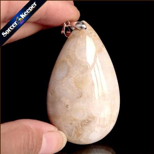 Natural Chrysanthemum Coral Fossil Stone Beads Pendants Necklaces Wholesale Bijoux Necklace For Mens Jewelry Specimen US013