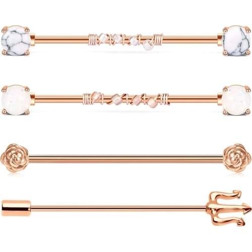 Industrial Barbell 35mm 1 3/8 Inch & 38mm 1 1/2 Inch Industrial Piercing Bar for Women Men14G 4-6PC Surgical Steel