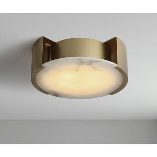 Simple all-copper natural marble ceiling lamp bedroom study aisle toilet lamp