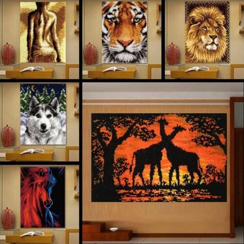 DIY Hanging On The Wall Carpet Beautiful Tapestry Needlework Knitting Carpet Embroidery Button Package Latch Hook Rug Kits Decor