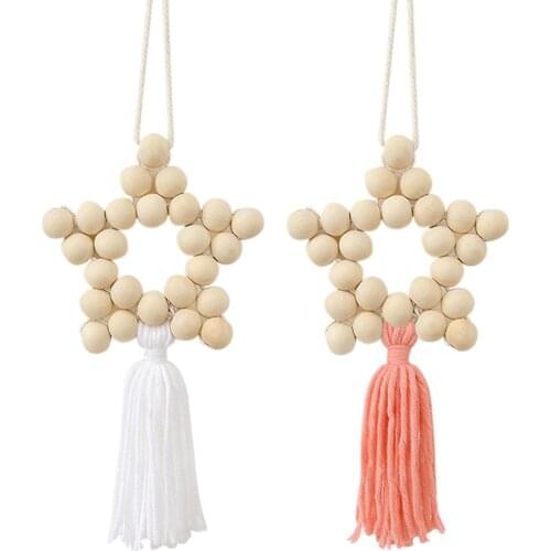 Nordic Minimalist Wooden Beads Beaded Five-pointed Star Tassel Childrens Room Decor Home Wall Hanging Kids Fun Toy Photo Good