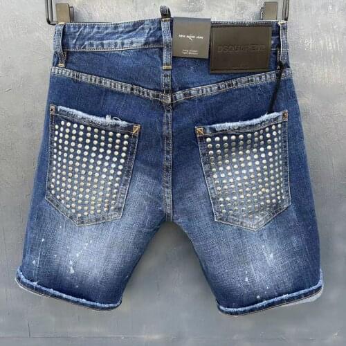 Special Clothes 2021 Summer Metal rivet DSQUARED2 Mens/Womens Jeans Fashion Wash Hole Patch Hot Drill Shorts Jean Pants