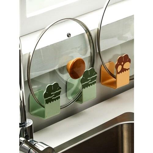 Zq Pot Cover Rack Wall-Mounted Home Hold Punch-Free Multi-Functional Kitchen Storage Rack Pot Cover Rack Free Shipping