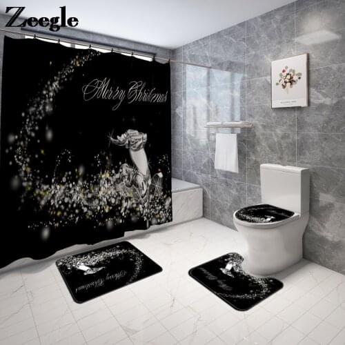 Printing Deer Carpet Bath Mats Bathroom Waterproof Foot Mat Toilet Seat Cover Mat Shower Mat Bathroom Rug