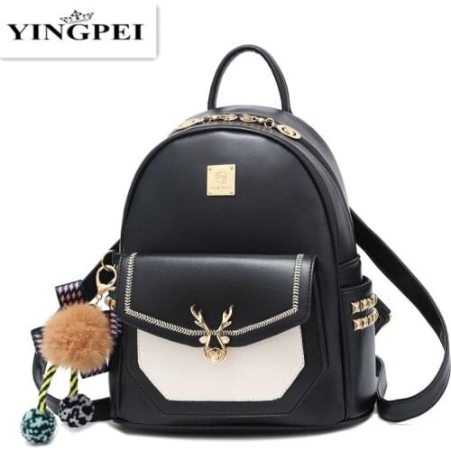 Women Chrimas Deer Lock Gifts Backpacks Students Brown School Bags for Teenage Girls Vintage Laptop Leather Big Travel Backpack