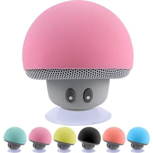 1Pc Cute Mushroom Bluetooth Speakers Portable USB Charging Mini Speaker Sound Box, Suction Cup Mobile Phone Tablet Stand Holder