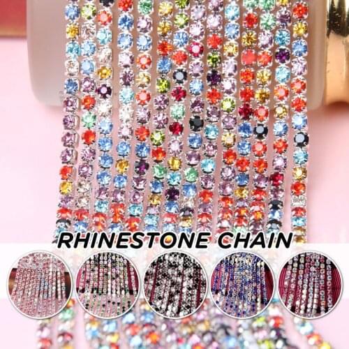 10Meter Crystal AB High Density Rhinestones Claw Chain Sew On Rhinestone Cup Chain Trim For Diy Shoe Bag Garment Jewelry Decor