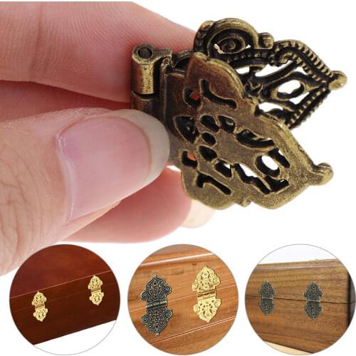 2pcs/Set Antique zinc alloy wooden box hinge Hollow Flower Cabinet Furniture Hinges support Cabinet Door Butt For Retro Boxes