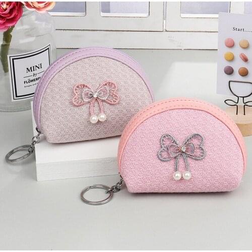 2020 New Fashion Ladies Bowknot Mini Coin Purses Wallet Card Key Holder Zip Pendant Clutch Bag Small Handbag Bag