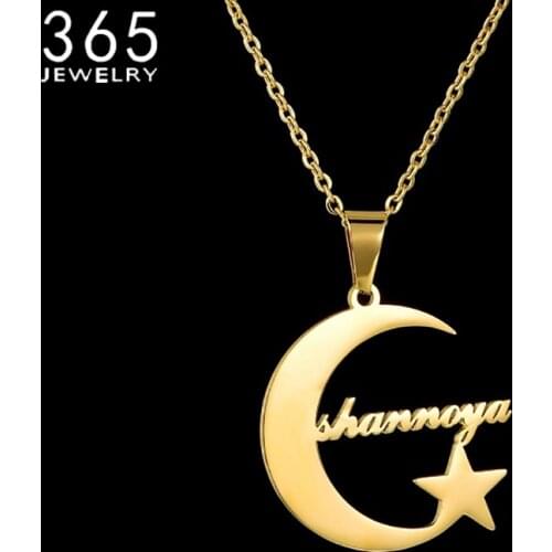 2021 Collar Customized Names Pendants Necklace Custom Namplate Moon Start Necklace Stainless Steel Personalized Collier Jewelry