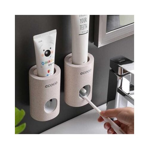 Automatic Toothpaste Dispenser Dust-proof Wall Mount Stand Toothbrush Holder Toothpaste Squeezers Toot Bathroom Accessories Set