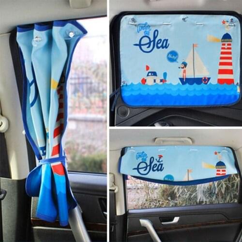 Car Sun Shade UV Protection Cartoon Adjustable Curtain Window Sunshade Sun Visor Rear&Side Window Heat Shield Protect Baby Kids