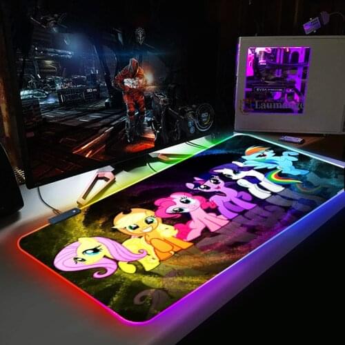My little Pony DIY Custom RGB Gaming Large Mouse Pad Gamer Led Computer Mousepad with Backlight Carpet for Keyboard Desk Mat DIY