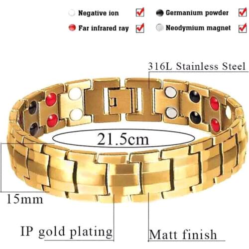 1Pcs Male Bio Health Care Bracelet & Bangle Slimming Product Fashion Stainless Steel Tourmaline Magnetic Bracelets For Women Men