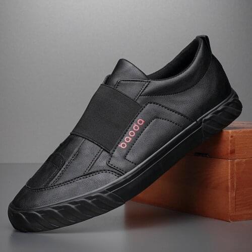 Brand Men Casual Shoes Mens leather Loafers Moccasins Breathable Slip on Black Driving Vulcanized flats Shoes A32-10