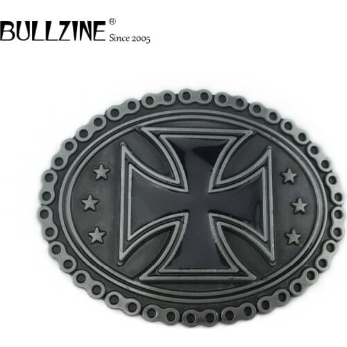 Bullzine chopper cross biker chain cowboy jeans gift BELT BUCKLE with pewer finish FP-03667 for 4cm width belt drop shipping