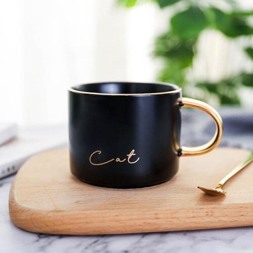 Northern European Ins Gold Foil Black Coffee Cup Creative Ceramic Cup Dish Coffee Three-Piece Office Tray Ceramic Cup