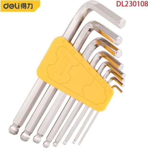 Deli DL230108 The Ball Head Hex Eight Sets Allen Wrench Flat Head Hexagon Specification 1.5/2/2.5/3/4/5/5.5/6 Hand Tools
