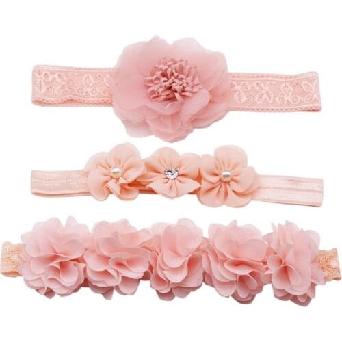 Kids Headwear Baby Girls 2pcs Elastic Flower Bow Knot Hairband Toddler Accessories Set Photography Props 2021