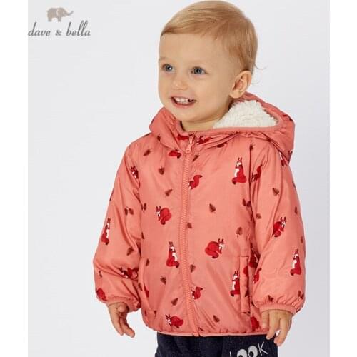 DB2858-D dave bella autumn winter baby boy print coat hooded children fashion outerwear kids coat