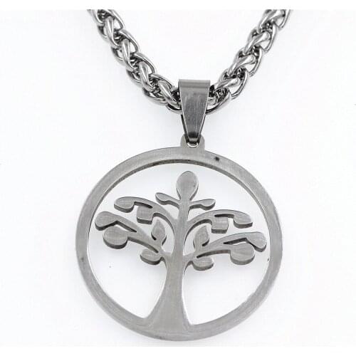 DGW Mens tree of life Charm Stainless steel Pendant Necklace Chain Color Jewelry For Men Drop shipping