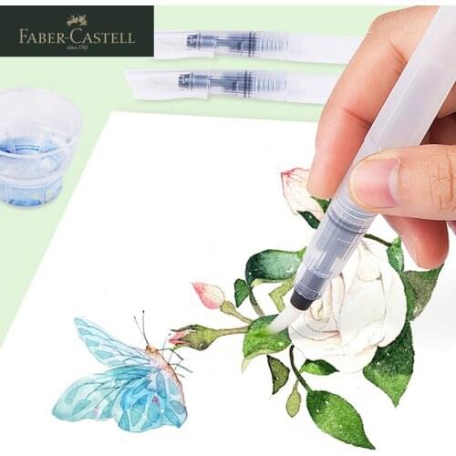 FABER CASTELL 583307 Refillable Water Color Brush Soft Ink Pen Brush for Solid Watercolor Water-soluble Colored Pencil Drawing