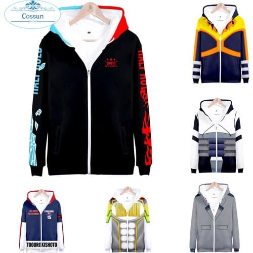 2020 Hot Selling Anime My Hero Academia Cosplay Costumes Halloween Costume for Adult Kids Christmas Gift Daily Hoodie Zipper