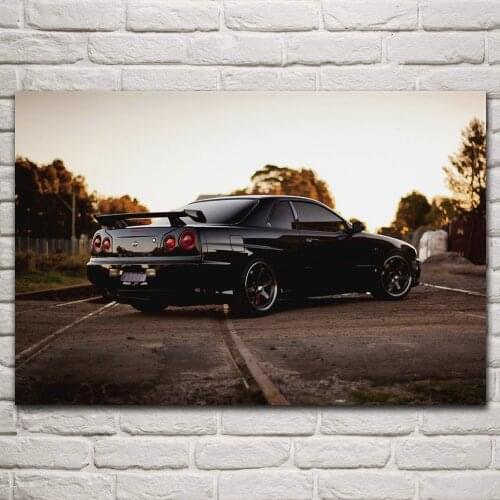 Cool black classic skyline sport car artwork living room home art decor wall print wood frame fabric poster KQ104