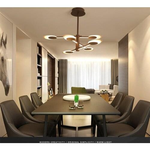 Nordic chandelier creative aluminum led restaurant living room brown led lighting lamps simple modern chandelier
