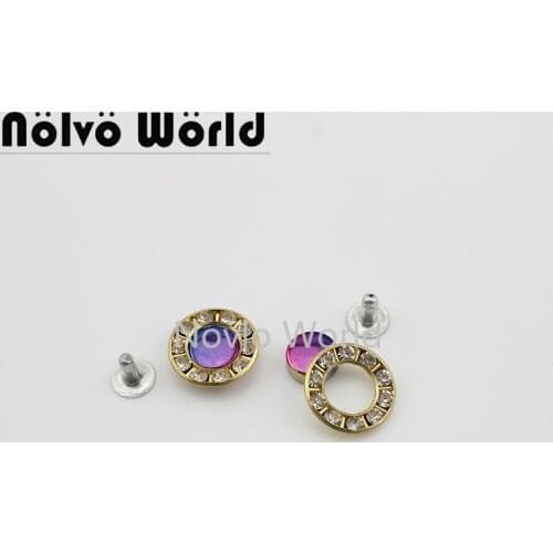 Nolvo World 20-100pcs 17mm rainbow metal decorative buckle in diamond decorative studs handbag rivet screw bracelets rivet