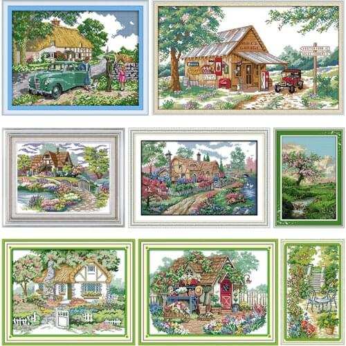 Dream House Stamped Embroidery Needlework Cross Stitch Kits Counted Fabric Thread Gift DMC 11CT 14CT Printed Handmade Craft Sets