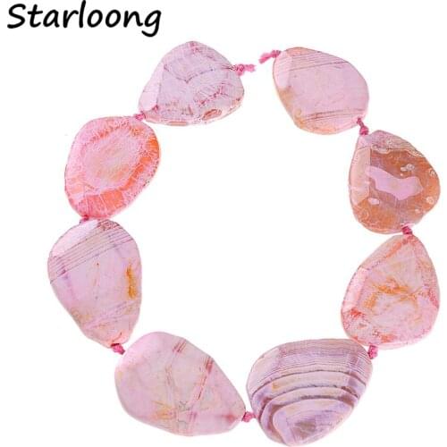 Natural Stone Faceted Slab Slice Cracks Texture Veins Stripe Agates Druzy Loose Strand Beads for DIY Jewelry Making Necklace