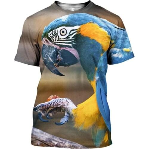 2021 New Fashion Men T shirt 3D Printed Animal Parrot T shirts Unisex Street Harajuku Short Sleeve Shirt Summer Casual Tops