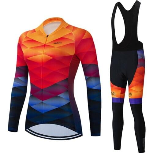 New Spring Autumn Cycling Jerseys Triathlon MTB Ropa Ciclismo Bike Uniform Bike Jersey Sets Womens Long Sleeve Cycling Clothing