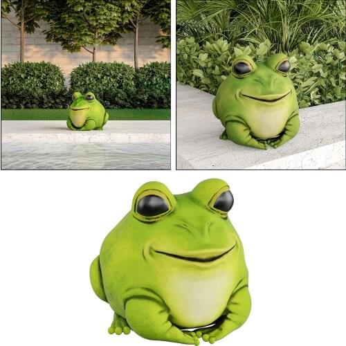 Cute Funny Frog for Home Desk Decoration Resin Animal Figurines for Outdoor Lawn Decor for Fairy Gardens, Backyards and More