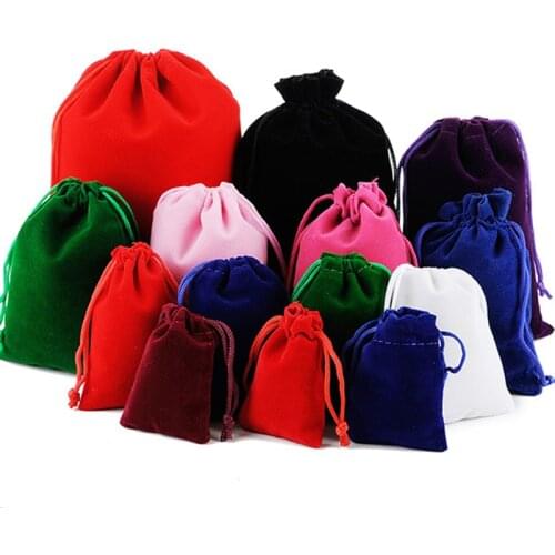 Wholesale 50pcs Colorful Velvet Bag Drawstring Pouches Jewelry Packaging Velvet Pouches Drawstring Packing Gift Bags Customized