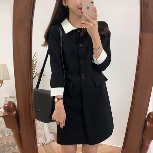 New New Long Sleeve Long Shirt Dress Women Casual Patchwork Dresses Autumn Dress Girls Black Dresses Robe Femme Vestido