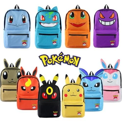 Pokemon anime school bag Pikachu shoulder canvas bag Little Fire Dragon baby anime backpack Jenny Turtle birthday, holiday gift