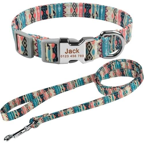 Dog Harness Customized Products Pet Dog Collar Leash Set Personalized Nylon Collars Lead for Small Medium Large Dogs Dog Harness