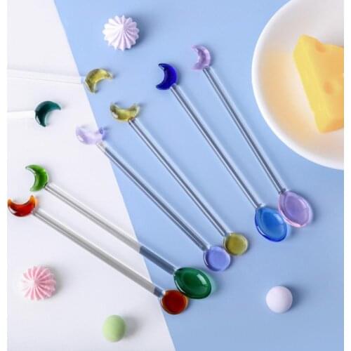 Practical Stirring Spoon Long-Handled Half-moon Shape Decorative Bar Mixing Cocktail Stirring Spoon for Bar Cocktail Stick