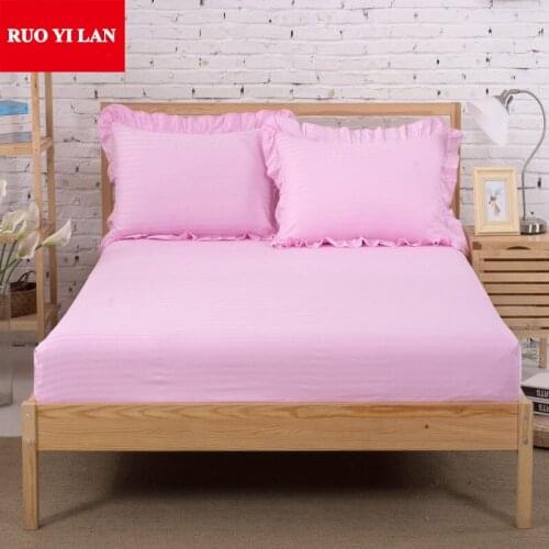 Three piece 100% satin cotton fitted sheet+pillow cover 1.2m/1.5m/1.8m Bed elastic deep mattress cover hotel bed linen bedspread