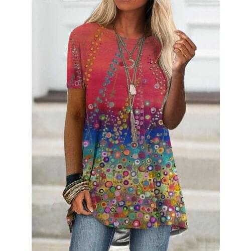 Plus Size Women Fashion Loose Casual short sleeves Floral print Round neck Cartoon print summer tshirt tops blouses