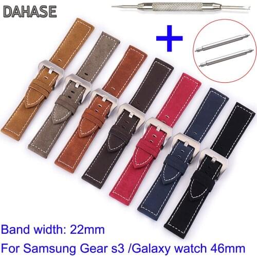 22mm Retro Matte Genuine Leather Strap for Samsung Gear S3 Frontier S3 Classic Band Bracelet for Samsung Galaxy Watch 46mm Strap
